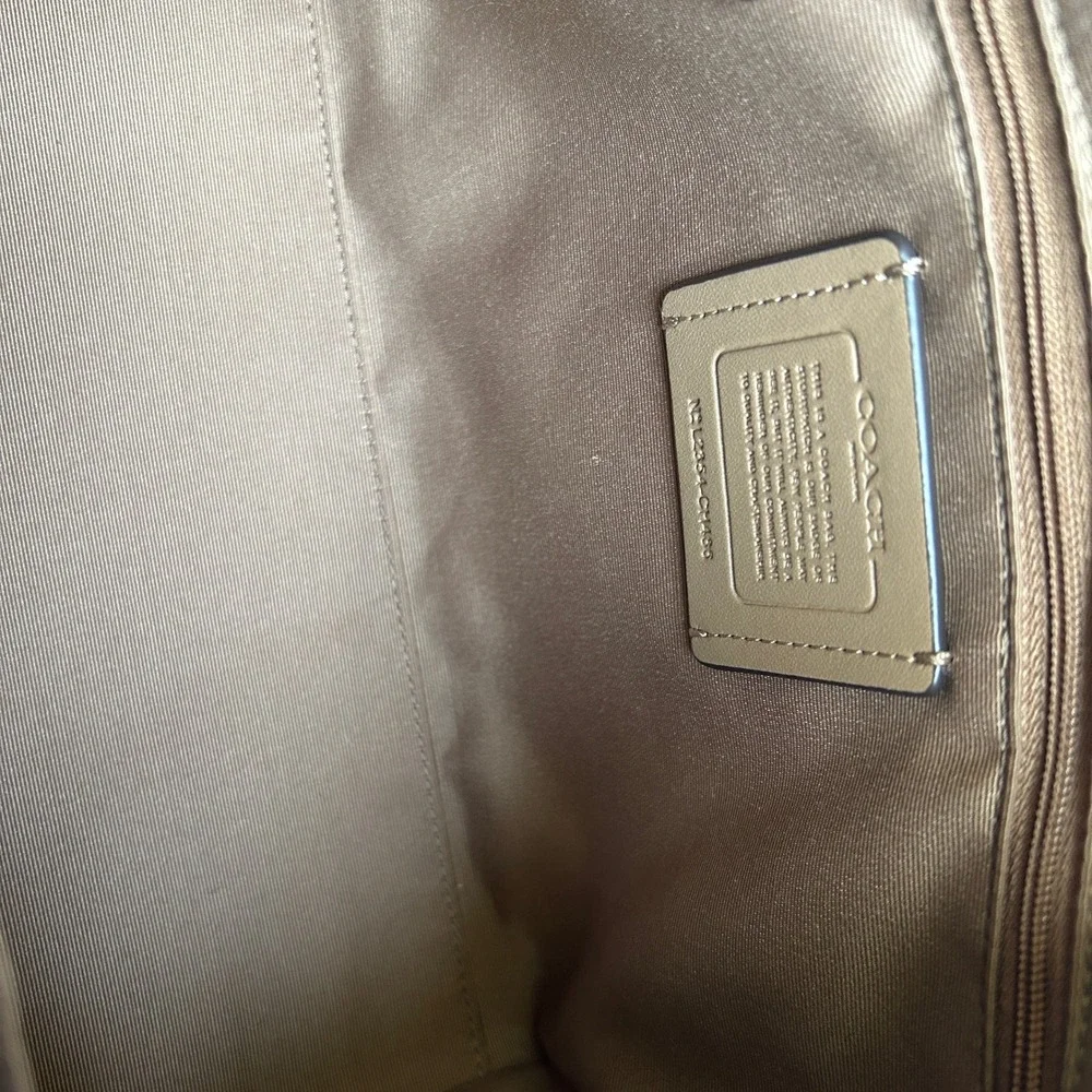 Coach Rowan Satchel Khaki Chalk Signature Canvas Leather Bag Excellent‎